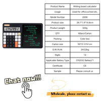 Bloc d'écriture LCD en plastique ABS à 12 chiffres en vente en gros Nouvelle tablette de dessin électronique Bloc-notes et calculatrice Tablette d'écriture LCD