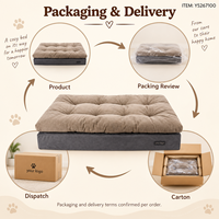 Matelas pour chien rectangulaire en tissu simili daim taupe et gris foncé avec coussin capitonné Yangyangpet
