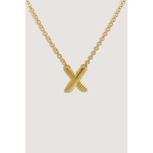 Collier X Eternal Bond tendance en acier inoxydable et titane avec croix chrétienne, chiffre, lettre, fleur, épée, chaîne en bambou pour cadeau - Product Image 4