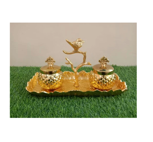 Bandeja y contenedor para servir frutas secas de latón con diseño de flores doradas para decoración del hogar, decoración de mesa, pieza de regalo - Product Image 6