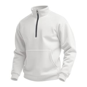 Sudadera con Capucha y Cierre de Cremallera de un Cuarto, con Bolsillo, Diseño de Gofre, Forro Sólido, Manga Larga, Informal, para Hombre, Venta al por Mayor - Product Image 1