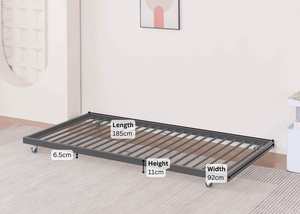 Cadre de lit gigogne en métal 2025 avec roulettes, lit d'appoint escamotable, plateforme à lattes en acier à profil bas, design peu encombrant pour chambres à coucher - Product Image 2