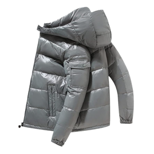 Chaquetas acolchadas de invierno de talla grande personalizadas al por mayor de alta calidad para hombre, chaqueta de burbujas con capucha, abrigo de plumón brillante - Product Image 6