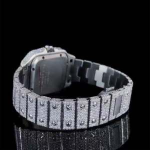 Caja de acero para reloj de diamante Moissanite de lujo hecha a medida con movimiento ETA Características mecánicas automáticas - Product Image 4
