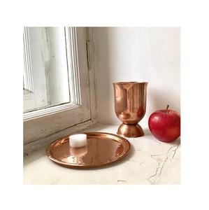 Plateau de service en métal fini doré de super qualité avec poignée Fabricant de plateau de service en métal fini cuivre - Product Image 3