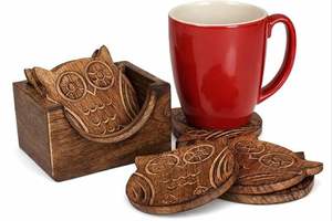 Decorative Wooden Handmade Coaster with High Quality Bohemian Style Eco-Friendly Customizable Design for <b>Table</b> Protection Decor - Product Image 3