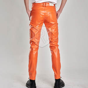 Pantalon en cuir pour hommes fabriqué en usine Meilleure qualité en cuir Léger Style décontracté Offres Spéciales en gros Motif droit - Product Image 5