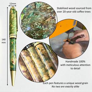 Business School Personalized Resin Promotional Stabilied <b>Wood</b> Ballpoint <b>Pen</b> 0.7 mm Custom Logo Printed Serpentine Style - Product Image 3