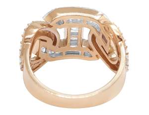 Anillo de diamante de moissanita de estilo cubano para hombre Baguette de plata de ley S925 y anillo de fiesta de corte redondo - Product Image 6