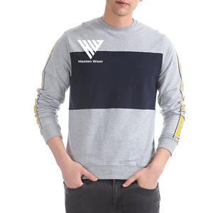 สเวตเชิ้ตทรงพอดีตัวสำหรับผู้ชาย, สเวตเชิ้ตลำลองคอกลมผ้าฝ้ายผสมลายทางแฟชั่นใหม่ปากีสถาน - Product Image 1