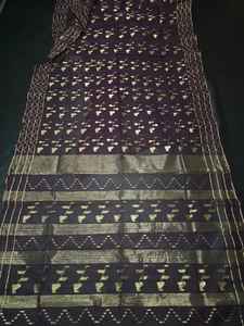 Prix exclusif bon marché Dhakai Jamdani Sharee Qualité d'exportation pour les femmes TISSU JAMDANI Bleu VERT Rouge doré du Bangladesh - Product Image 3