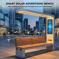 Banc solaire intelligent YUBANG, station de recharge publique extérieure avec WiFi Bluetooth - Mobilier de parc en acier inoxydable robuste