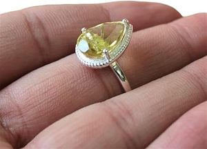 แหวนผู้หญิงธรรมชาติมะนาวบุษราคัมพลอยเกิดใหม่พลอยทำด้วยมือสไตล์โบฮีเมียนเครื่องประดับทำด้วยมือ925แหวนเงินสเตอร์ลิง - Product Image 4