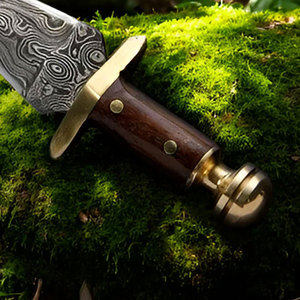 Mini couteau de Cowboy damas et palissandre 7 couteau en acier damas couteau de chasse exotique en palissandre fait main avec gaine en cuir - Product Image 6