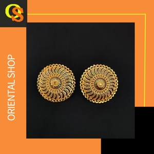 Boucles d'oreilles de qualité supérieure serties de boucles d'oreilles en plaqué or 22CT de conception traditionnelle bijoux pour femmes portées par les exportateurs - Product Image 4