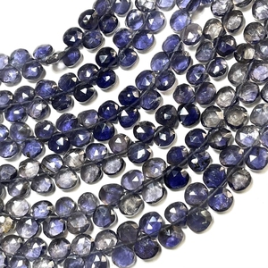 Cuentas de Briolette con forma de corazón facetado de iolita azul natural 5,5-6,5 MM suministros de joyería al por mayor para ABALORIOS - Product Image 6