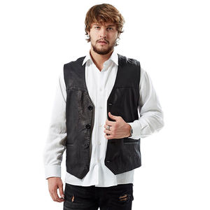 Design personnalisé hiver hommes gilet en cuir-couleur personnalisée High Street Style sans manches respirant vêtements d'extérieur Logo personnalisé impression 100% - Product Image 3