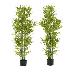 Modern Green Artificial Bamboo Tree with Pot Set of 2 for Home Garden Decoration Natural Style <b>Wedding</b> Thanksgiving <b>Ornament</b> - Product Image 1