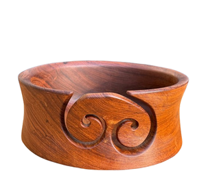 Teak Yarn <b>Bowl</b> for <b>Knitting</b> and Crocheting 9.75" X 3.75" Excellent Vintage Condition Lovely Warm Color - Product Image 1