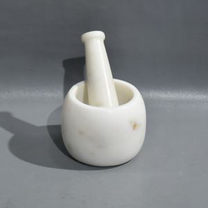 Juego de mortero y mortero de mármol blanco portátil hecho a mano, utensilios de tamaño personalizado para triturar pastillas y especias - Product Image 3