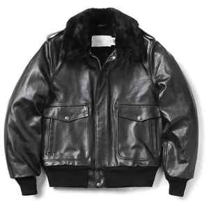 Veste en cuir véritable de luxe pour hommes High Street Fashion avec fermeture à glissière Durable élégant marchés d'hiver européens américains - Product Image 1