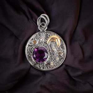 Pendentif en argent sterling 925 fait à la main avec pierre précieuse améthyste, pierre de naissance de février, cadeau de bijoux pour elle, femme - Product Image 4