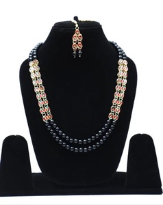 Fabricante indio de calidad de exportación elegante étnico chapado en oro negro perla Mala collar pendiente inspirado joyería de moda para mujer - Product Image 2
