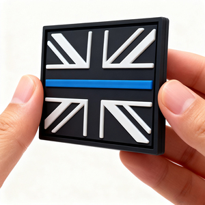 Custom <strong>UK</strong> Flag Thin Line <strong>PVC</strong> Patch Soft Rubber 3D Embossed Label Hook and Loop Backing for Outdoor Gear Backpacks and Jackets - Product Image 6