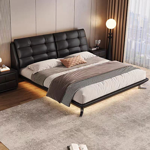 <span class=keywords><strong>Letto</strong></span> matrimoniale moderno di lusso con telaio in legno massello, rivestimento in pelle smerigliata e completamente imbottito - Product Image 5