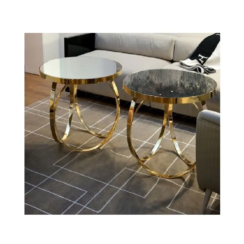 Hoge Standaard Huismeubeltafels Nieuwe Moderne Salontafel Bijzettafels Set Van Twee Sofa Side Nieuwe Stijl Transparante Glazen Top