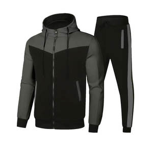 Haute qualité Tech polaire jambe droite pantalons de survêtement fermeture éclair complète survêtements pour hommes pantalons de survêtement et sweat à capuche ensemble survêtements respirant - Product Image 1