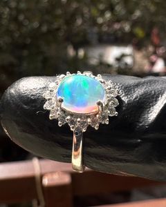 Anillo de Plata de Ley 925 con Ópalo Simulado Vintage para Mujer, Anillos de Compromiso, Aniversario, Boda - Product Image 2