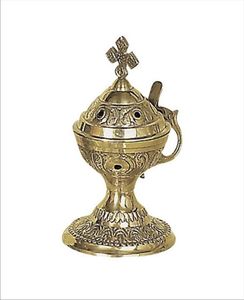 Quemador de Incienso Artesanal de Latón con Madreperla y Cruz en la Parte Superior, Artículos Religiosos Ortodoxos para Navidad - Product Image 5