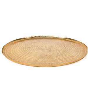 Bandeja de Servicio Artística de Latón con Bordes Tallados Únicos, Apta para Uso Doméstico y Arreglos Decorativos Festivos - Product Image 3