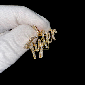 สร้อยคอพร้อมจี้อักษรตัวเขียวสีทอง10K ปรับแต่งได้จี้เพชรแท้ธรรมชาติและของขวัญที่มีเสน่ห์สำหรับเขา - Product Image 1