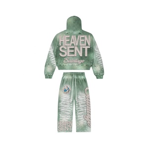 Ensemble sweat-shirt et pantalon de survêtement unisexe en molleton 100 % coton, style streetwear d'hiver, personnalisable OEM, de haute qualité, avec impression délavée et logo frontal - Product Image 3