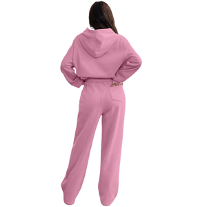Survêtements en molleton de coton surdimensionnés et élégants pour femmes, respirants, à épaules tombantes, avec logo frontal, style streetwear - Product Image 2