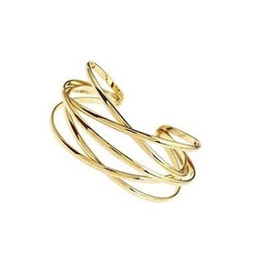 Brazalete de Latón Chapado en Oro con Hebilla Abierta, Textura Geométrica Irregular con Arrugas, para Mujer, Regalo de Boda, Joyería de Boutique - Product Image 6