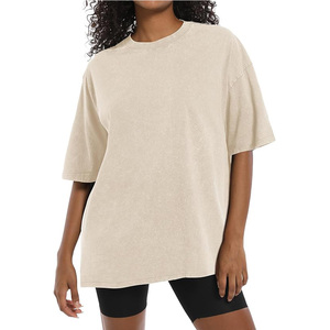 T-shirt surdimensionné 100% coton pour femmes, imprimé numérique personnalisé, col rond uni, manches longues, t-shirt décontracté grande taille pour femmes - Product Image 1