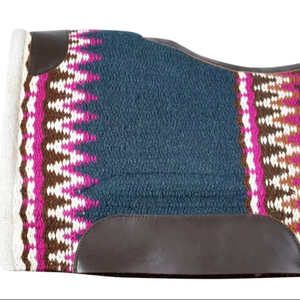 Cojín de sillín occidental de fieltro de lana merino 100% al por mayor ecuestre con diseño tejido colorido - Product Image 2