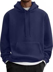 Sweat à capuche uni surdimensionné pour hommes 100 pour cent coton épais polaire pull Streetwear Style Logo personnalisé décontracté hiver sweat-shirt - Product Image 5