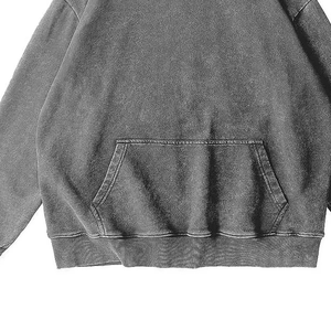 เสื้อมีฮู้ดแบบสวมหัวไม่มีฮู้ดสำหรับผู้หญิงเสื้อมีฮู้ดผ้าฝ้าย100% สีดำซักกรดไซส์ใหญ่พิเศษแบบวินเทจออกแบบโลโก้ได้ตามต้องการ - Product Image 6