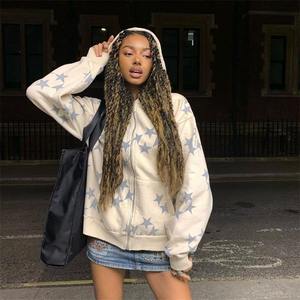 Sweat-shirt à manches longues zippé imprimé étoile Hip Hop pour hommes, manteau à capuche à la mode pour Streetwear - Product Image 2