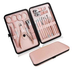 Manicure Set 18 in 1 Professional Pedicure Set <b>Nail</b> Scissors Grooming Kit with Leather Travel <b>Case</b> Pink - Product Image 4