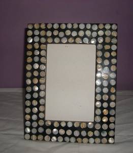 Elegante hecho a mano Naturals azul y blanco hueso incrustaciones marcos de fotos resina Vintage marco de fotos muebles para el hogar decoraciones de mesa - Product Image 2