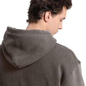 Sweat à capuche délavé à l'acide de style rétro personnalisable pour hommes 100% Premium Cotton Fleece Embroidered Winter Private Label Branding Custom - Product Image 6