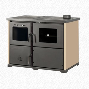Estufa de Leña Metálica Independiente con Puerta de Vidrio y Panel Lateral Rojo, Calentador Doméstico - Product Image 2