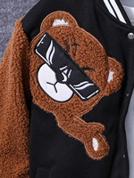 Blousons universitaires légers et fins pour hommes grandes tailles, avec patch ours, logo personnalisé, style Letterman uni, col montant, vente en gros