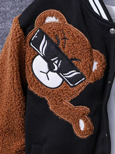 Vestes d'université pour hommes de grande taille vestes d'université en gros vestes d'université patché d'ours veste d'université Letterman unie avec logo personnalisé - Product Image 6