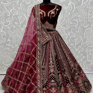 Hermosa Novia Lehenga Choli Con Doble Dupatta Diseñador - Product Image 1